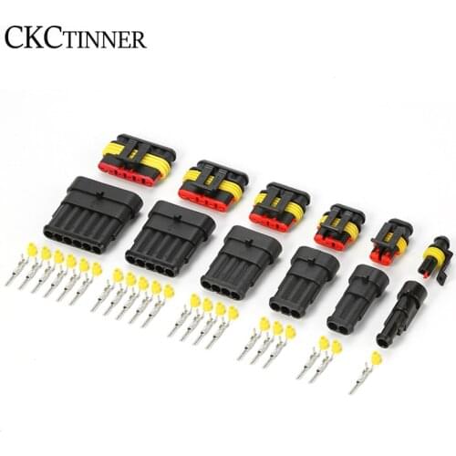 5pcs Automobile Waterproof Connector wire Connector Male and Female to plug-in harness plug terminal without line