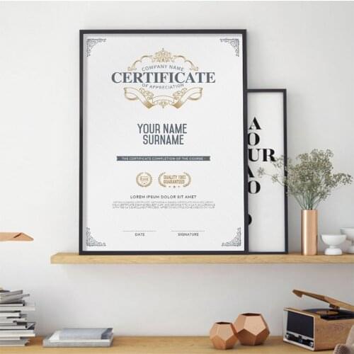 FRAMVIO A4 A3 Black Document Frame Certificate Pictures Frames Diplomas Standard Paper Metal Plexiglass Matte for Office Decor