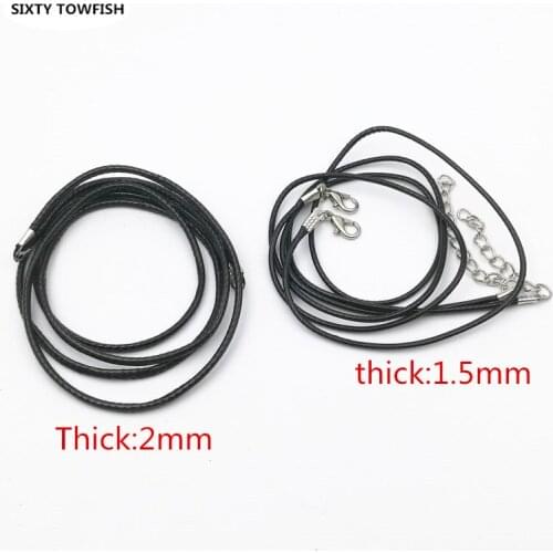 SIXTY TOWFISH 10Pieces/lot Black Korea Wax Rope Leather Cord Necklace Fit European Beads Charms 43cm Wax Rope