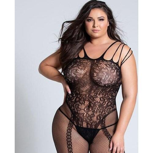 Women New Transparent Emotional Suit Plus Size Sexy Lingerie Jumpsuit Sex Underwear Seduces Hollow Open-range Exotic Dancewear