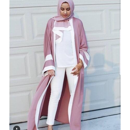 Dubai Open Abaya for Women Turkish Khimar Patchwork Muslim Dress Ramadan Jilbab Hijab Long Robe Femme Musulmane Islamic Clothing