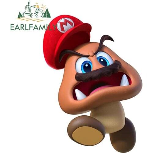 EARLFAMILY 13cm x 9.4cm for Super Mario Mushroom Camper Car Stickers 3D Funny Vinyl Car Wrap JDM Accessories Windshield Decal