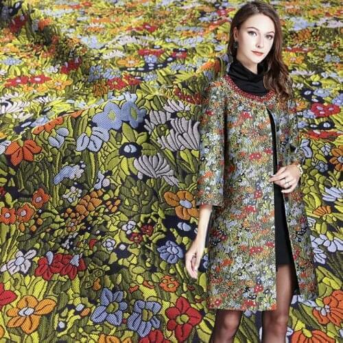 HLQON High quality occident style yarn dyed brocade jacquard fabric used for dress women clothing patchwork tissue