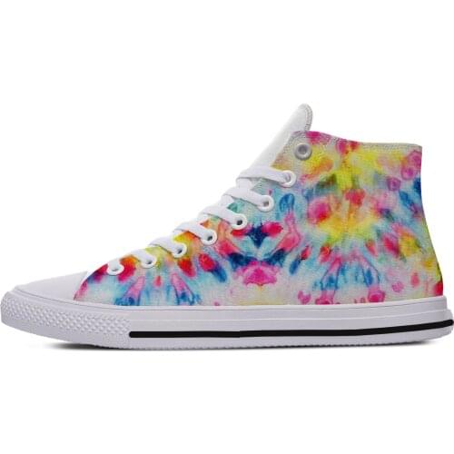 Multicolor Tie Dye Color Novelty Design Lightweight High Top Canvas Shoes Men Women Casual Breathable Sneakers