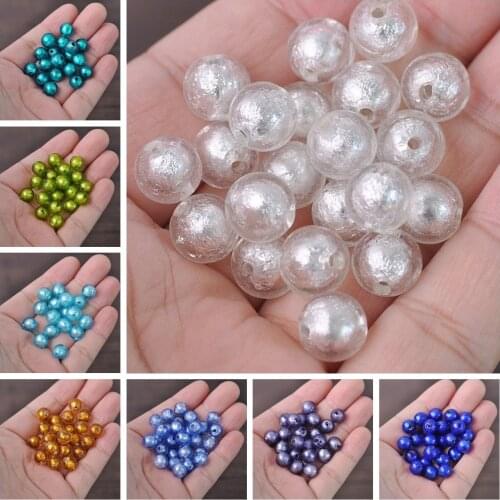 10mm 14mm Round Foil Lampwork Glass Loose Beads For DIY Crafts Jewelry Making Findings