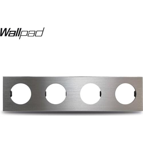 L6 DIY Quadruple 4 Frame Silver Panel Brushed Aluminum For Wall Switch Socket Metal Plate Free Combination, 344*86mm