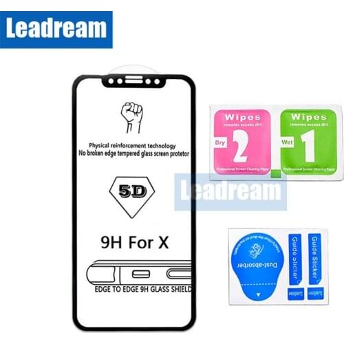 Leadream 100pcs 5D Cold Carving Tempered Glass For iPhone X Xs Max Xr 6 6S Plus 7 8 Plus Screen Protectors