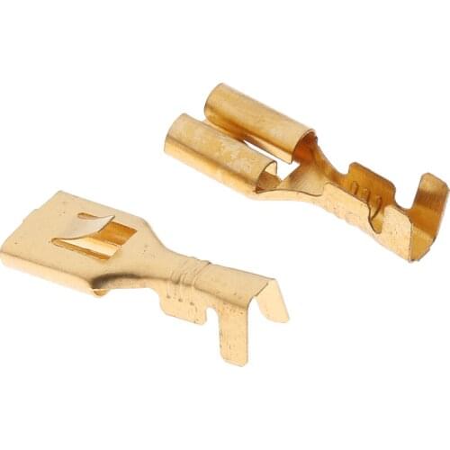 Easy Install Safety 50Pcs Brass Crimp Terminal Female Spade Connector 6.3mm