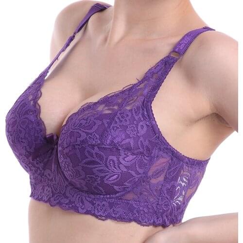 Hot Full Cup Thin Underwear Small Bra Plus Size Wireless Adjustable Lace Womens Bra Breast Cover B C D Cup Large Size Lace Bras