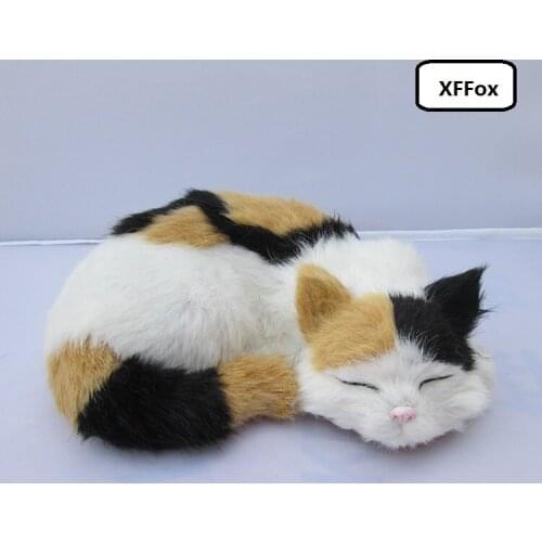Cute real life colourful lazy cat model plastic&furs simulation sleeping cat doll gift about 23x18x8cm xf1304