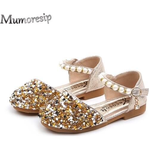 Mumoresip Spring Summer Kids Shoes For Girls Toddlers Baby Girl Sandals Bling Glitter Rhinestone Beaded Dancing Brand Shoes Chic