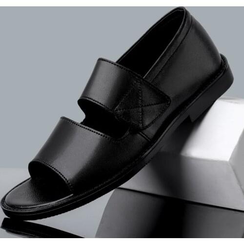 Men Summer Beach Luxury Leather Sandals Fashion Shoes Slippers Mens Sandals Breathable Business Formal Shoes