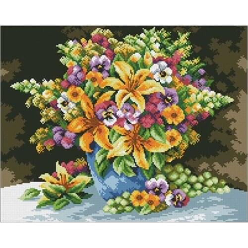 Elegant Lily Vase patterns Counted Cross Stitch 11CT 14CT 18CT DIY Cross Stitch Kits Embroidery Needlework Sets home decor