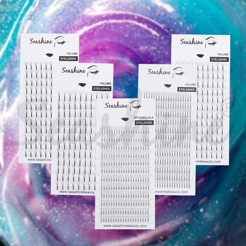 Seashine Premade Fans Heat Bonded Eyelashes Extension Russian Volume Lash Extension 2D-7D Long Stem 0.070.10 0.15 Premade Fans