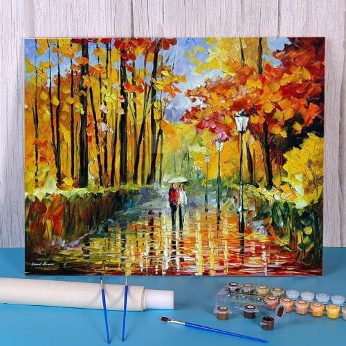 Autumn Rain DIY Paint By Numbers Package Oil Paints 50*70 Canvas Painting New Design Children Wholesale Drawing