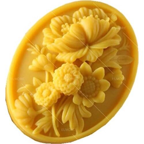 Oval Flower 3D Soap Mold Natural Bar Soap Molds Scented Candle Wax Silicone Mold Aromatherapy Plaster Resin Crafts Mold