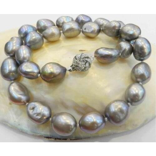 FINE JEWELRY LARGE 10-11MM SILVER GRAY REAL BAROQUE CULTURED PEARL NECKLACE WHOLESALE