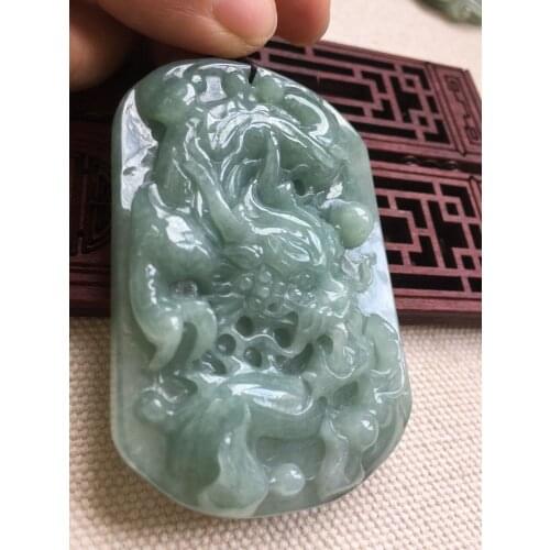 Natural 7A Myanmar jade hand carved dragon green jade pendant jade necklace women men pendants necklaces jadeite jade jewelry