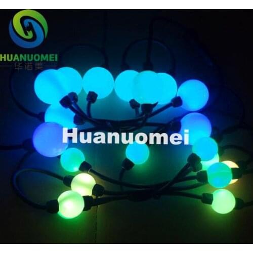 UCS1903 addressable 3D 35mm diameter full color milky ball;DC24V;1.44W;double sided 3pcs 5050 leds each side;20pcs/string;IP67