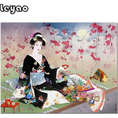 Full Square/Round Diamond Painting Japanese Geisha Diamond Embroidery Mosaic Sale portrait japan woman Handmade Gift