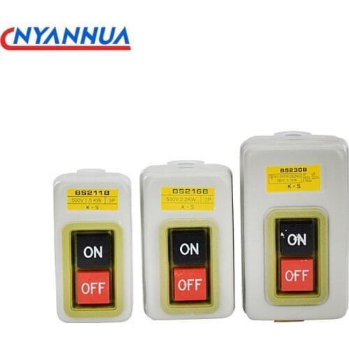 Press Push Button Power Switch Three Phases Motor Power Control Start Switch BS211B/216B/230B 1.5/2.2/3.7KW