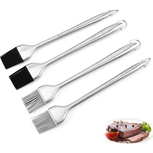 Barbecue Brush With Stainless Steel Hollow Handle Creative BBQ Oil Brush Barbecue Tool Silicone Sweeper Barbeque Accessories