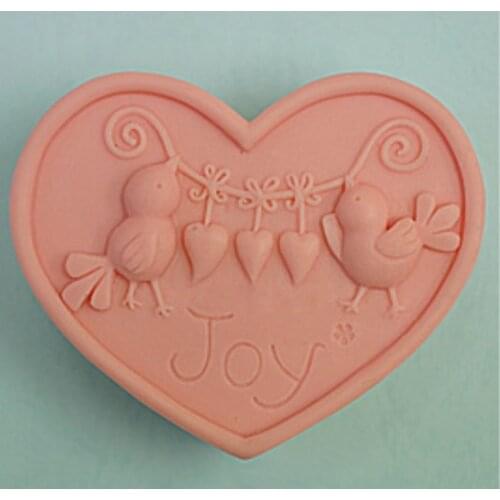 Joy Birds Heart Shape Craft Art Silicone Soap Mold Craft Molds DIY Handmade Soap Molds H525