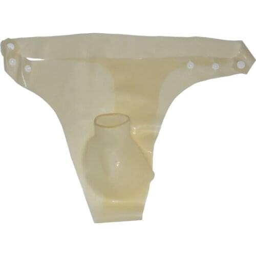 T-safety pants men sexy underwear rubber latex condoms briefs adjustable size by snap plus larger version