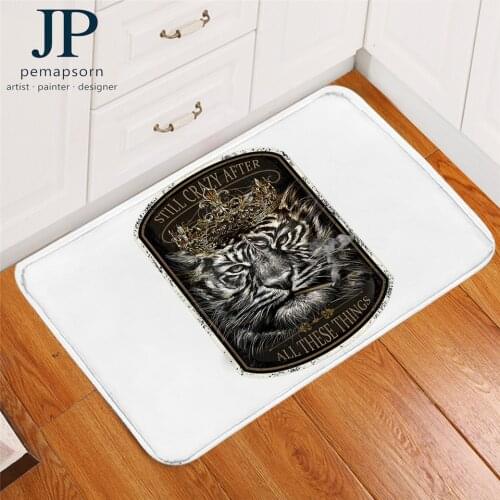 Tiger King by Jp.pemapsorn Carpet 3D Print Luxury Non-slip Soft Rug Animal Floor Mat Golden Crown Rectangle Area Rug tapis
