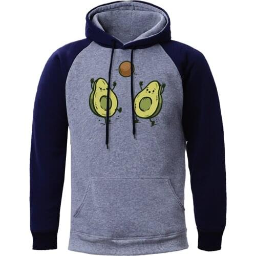 Split Into Two Lovely Cartoon Avocado Hoodie Comfortable Raglan Pullovers Fashion Loose Hoodies Sweatshirts Autumn Streetwear