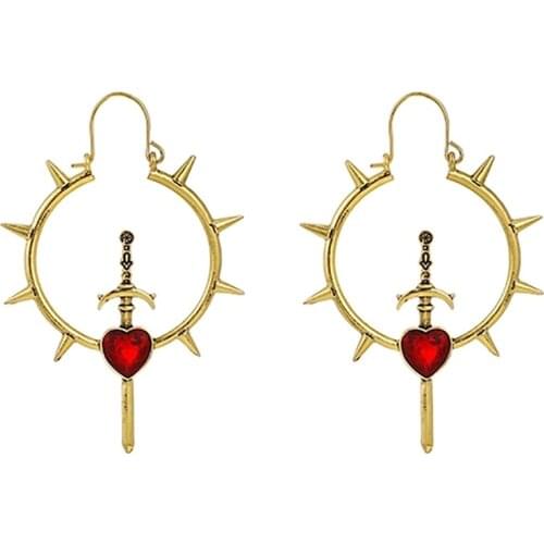 ZHINI Bohemia Vintage Gold Color Big Earings for Women Exaggerate Gothic Geometric Circle Hollow Dangle Earring Jewelry Gift