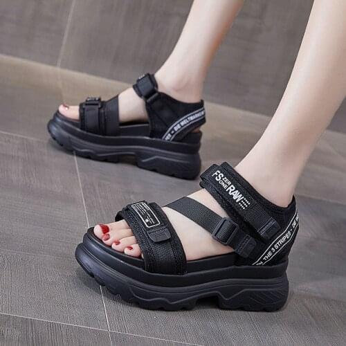 Moipheng Platform Sandals Women 2021 Summer Black Heels Leisure Plus Size 35-43 White Sandals Chunky Shoes Ladies Beach Sandalia