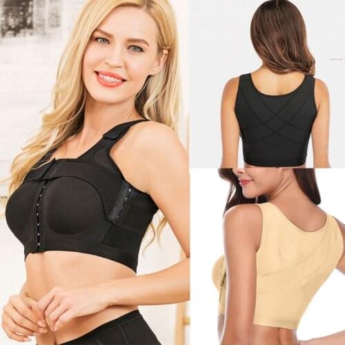 Women Front Closure Bra Post-Surgery Shaper Underwear Compression Posture Corrector Crop Top with Breast Support Band