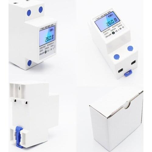 LCD Backlight 1Phase 2Wires 5(80A) Energy Meter Din Rail Electric Meter Monitor Y5JA
