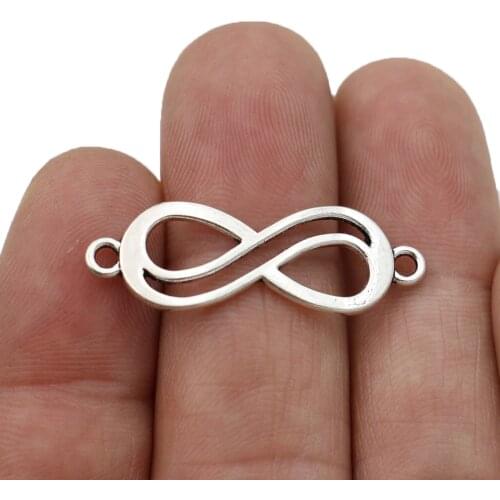 10ps Antique Silver Plated Infinity Charm Connectors for Jewelry Making Bracelet Findings Accessories DIY Craft 34X11mm