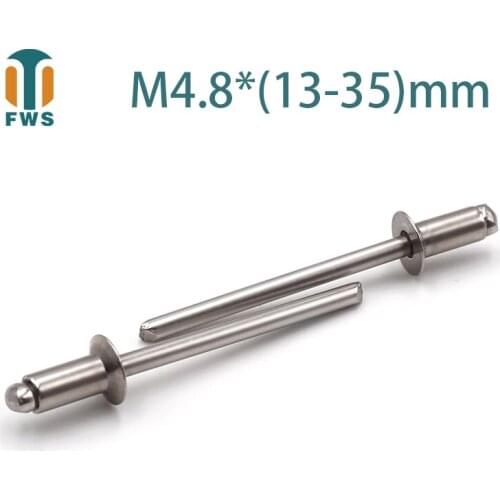 10 PCS M4.8*(13-35)mm Stainless Steel Countersunk Head Break Mandrel Blind Rivet Nail Pop Rivets for Furniture Car Aircraft
