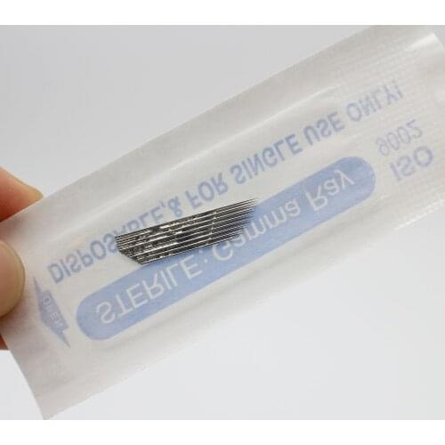 100 Pcs Double Line 15 Pin Needle Permanent Eyebrow Makeup Needle Blades For Microblading Pen Manual Embroidery