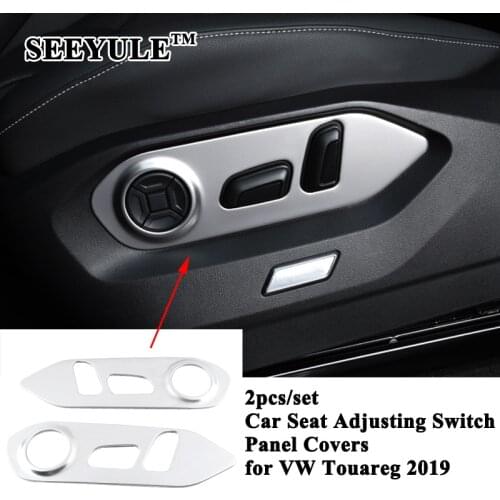 2pcs/set SEEYULE Car Seat Adjusting Switch Panel Cover Decoration Trim Sticker Accessories for Volkswagen VW Touareg 2019 2020