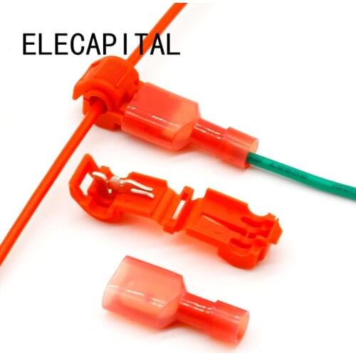 20pcs=10set L12 Red T Type Quick Splice Crimp Terminal Wire Convenient Connector For Standard 0.5-1 Wire Line Free Shipping