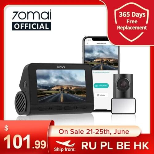 2021 Newest Driving recorder binocular camera 70mai Plus A500S car DVR 24 hours parking 70mai A500 Pro Plus 1944P GPS ADAS