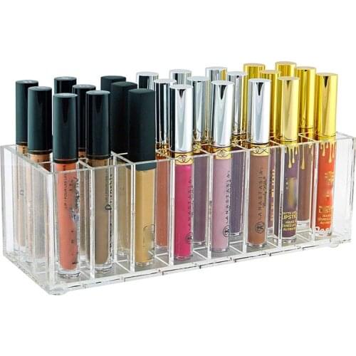24/9 Lattices Acrylic Lipstick Organizer Table Makeup Storage Box Nail Polish Holder Cosmetics Display Rack Lip Gloss Container