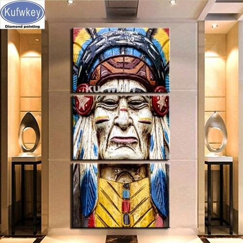 3pcs diamond painting new Indian old men 5d diamond embroidery cross stitch full square round 3D DIY people home decor art