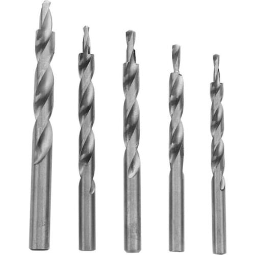 5Pcs Woodworking Drill Bit Replacement HSS Twist Step Drill Bit Tool for Manual-Pocket Hole System 4-8/5-9/5-10/6-10/8-12mm