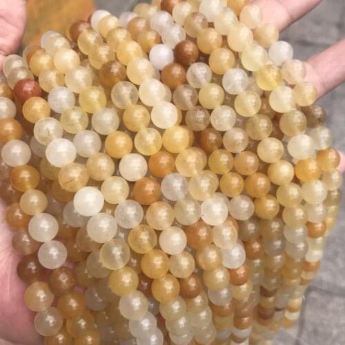 6/8/10mm Natural Yellow Jades Stone Beads For Jewelry Making DIY Round Loose Old Topazes Stone Beads Bracelet Necklace Material