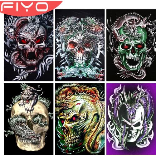 FIYO Diamond Painting Dragon Embroidery Skull Cross Stitch Full Round Square Drill 5D DIY Pictures Mosaic Animals Home Decor
