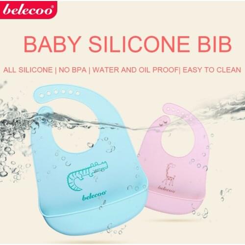 Baby bib healthy food grade silicone adjustable size 3D stereo waterproof easy to clean cartoon pattern good helper for baby eat