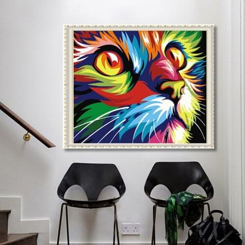 Home DIY 5D Diamond Painting Full Square Cat Cross Stitch Mosaic Embroidery Animal Rhinestone Picture Decor