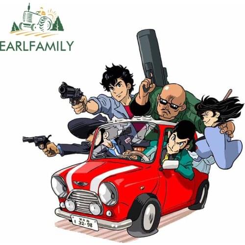 EARLFAMILY 13cm x 12.4cm for Lupin III Vinyl Car Stickers Waterproof Scratch-proof Window Trunk Decal Custom Printing Decoration