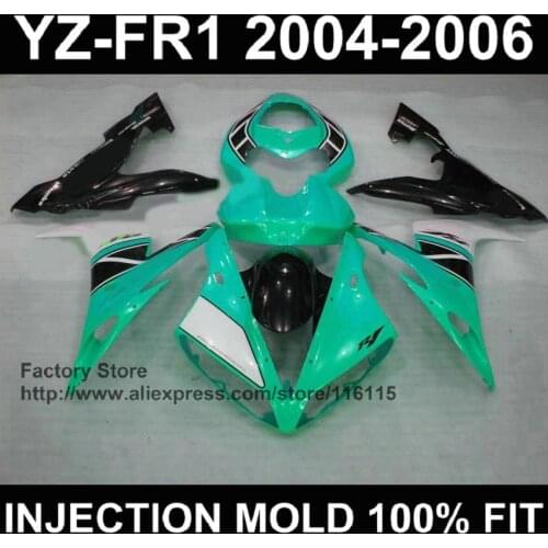 Cyan-blue Motorcycle fairings for YAMAHA YZF R1 2004 2005 2006 black fairings yzf r1 04 05 06 bodywork Full injection