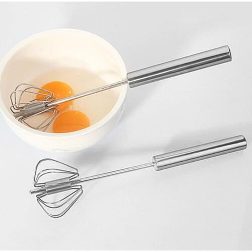 Kitchen Tool Stainless Steel Whisk Stirrer Mixing Mixer Egg Beater Foamer Rotate Hand Push Whisk